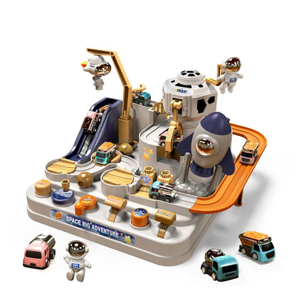 Racing Rail Car Model – Space, Aerospace, and Animals Themed Educational Toys for Children