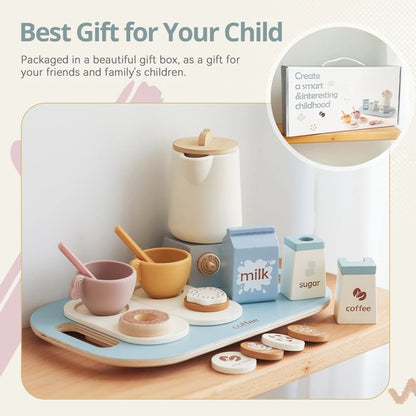 Wooden Afternoon Tea Set: Pretend Play and Learning Fun for Toddlers