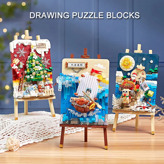 Drawing Puzzle Model Building Blocks