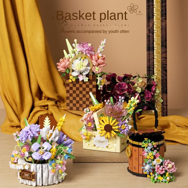 Floral Elegance: Eternal Flower Bag & Basket Building Set