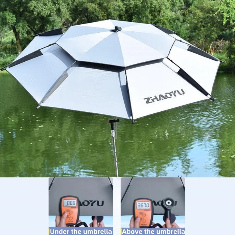 Adjustable Outdoor Umbrella – Double-Layer, Folding, Waterproof Parasol