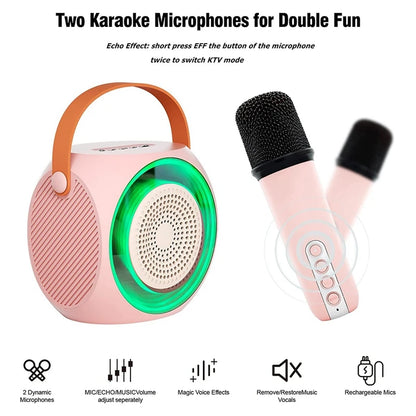 Portable Mini Karaoke Machine with Bluetooth Speaker & LED Lights – Fun for Kids & Adults