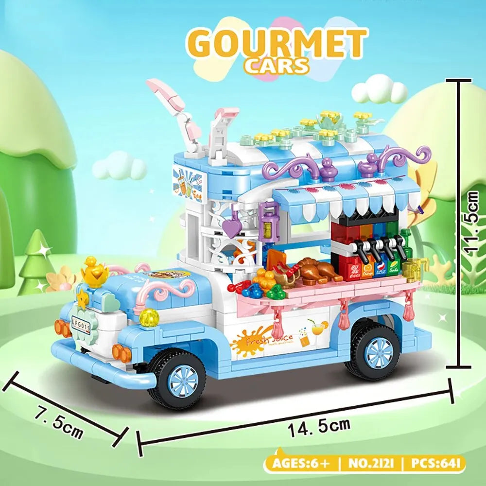 Building Blocks Mini Car Ice Cream Truck Model