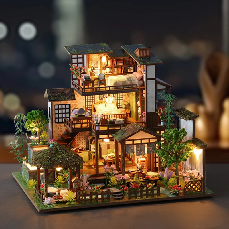 DIY Wooden Miniature Bamboo Courtyard - 3D Puzzle Dollhouse Kit