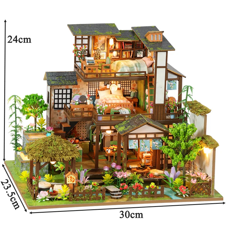 DIY Wooden Miniature Bamboo Courtyard - 3D Puzzle Dollhouse Kit