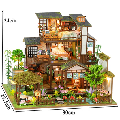 DIY Wooden Miniature Bamboo Courtyard - 3D Puzzle Dollhouse Kit