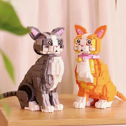 Cute Cat Assembly Block Action Toy Figures