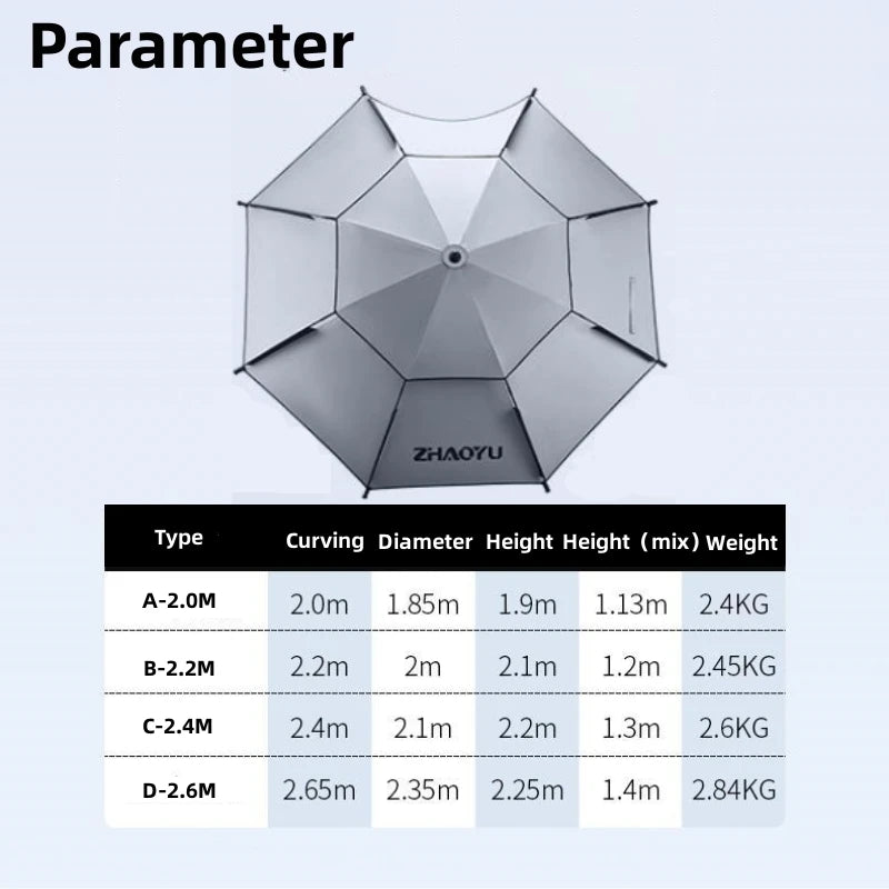 Adjustable Outdoor Umbrella – Double-Layer, Folding, Waterproof Parasol