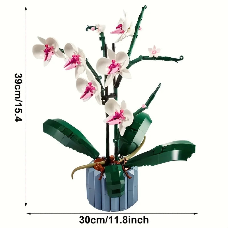 711pcs Bouquet Orchid Building Blocks Plant Bonsai