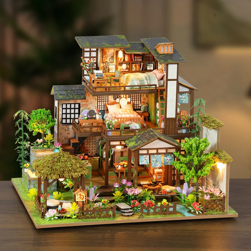 DIY Wooden Miniature Bamboo Courtyard - 3D Puzzle Dollhouse Kit