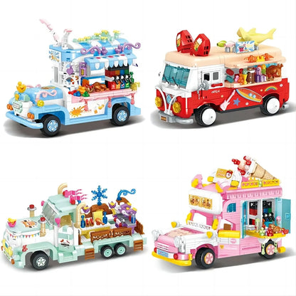 Building Blocks Mini Car Ice Cream Truck Model