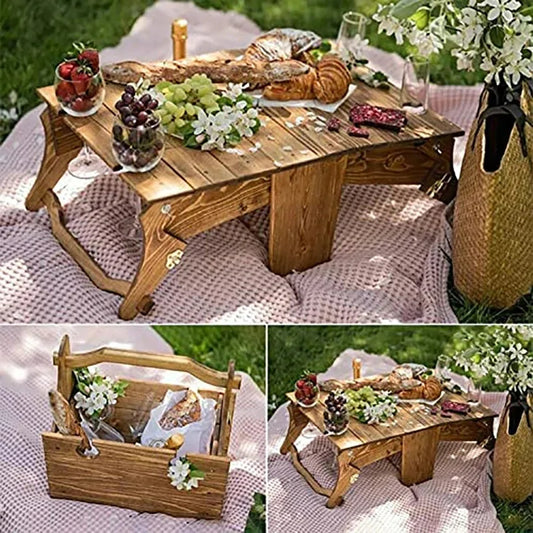 Portable Picnic Solution: Folding Basket / Table